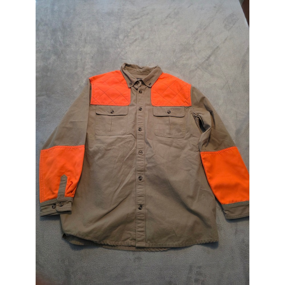 Guide Gear Hunting Shirt Mens Large Brown Blaze Orange Upland Shooting Padded L